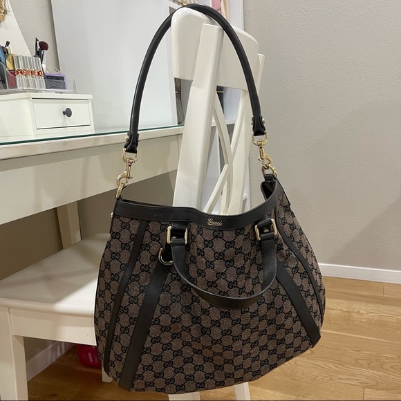 Gucci Brown GG Canvas Convertible Abbey Hobo Bag - Picture 7 of 16
